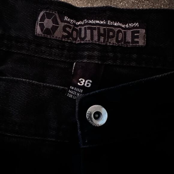 vintage y2k southpole black jeans custom baggy studded red tab - Picture 3 of 8